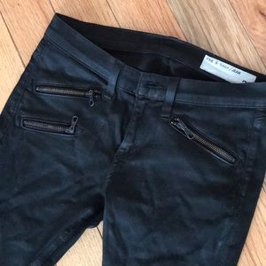 Rag&bone Coated black Moto skinny